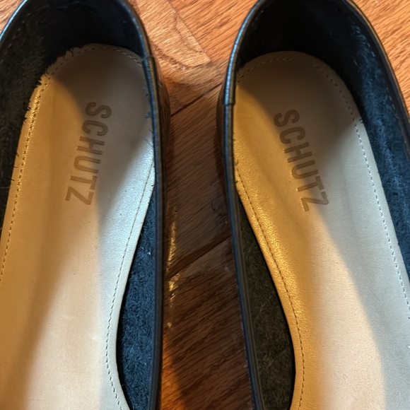 SCHUTZ Arissa Black Crocodile Embossed Leather Flats - Picture 3 of 12